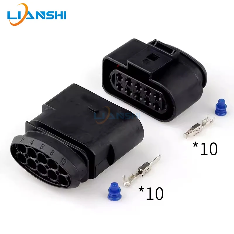 Applicable to Volkswagen halogen headlight 10p plug 1J0973835, male and female 1J0973735, wiring harness DJ7105A-3.5-11/21