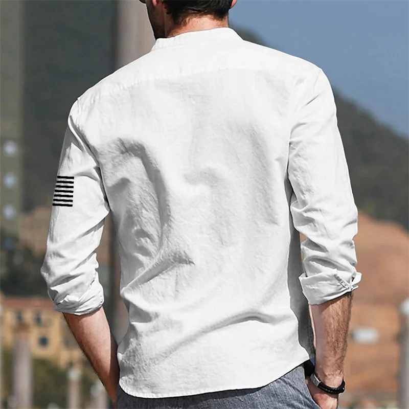 Lapel men\'s casual sports room muscle shirt outdoor street long-sleeved button top 2023 latest fashion simple 1776