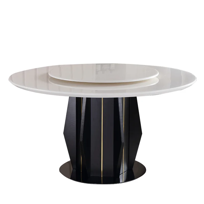 

Light luxury natural white ice jade kari ice jade marble dining table and chairs modern simple solid wood luxury stone home