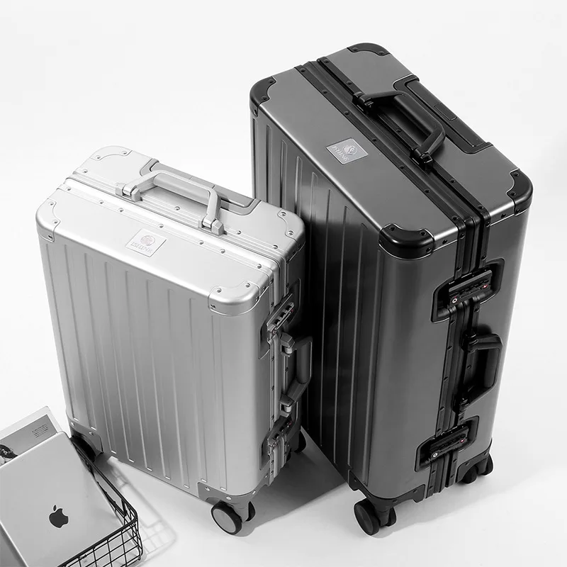 Gehele Aluminium-Magnesiumlegering Reistas Kofferbak Heren Zakelijk Rolpakket Op Wielen Trolleybagage Handbagage Cabinekoffer