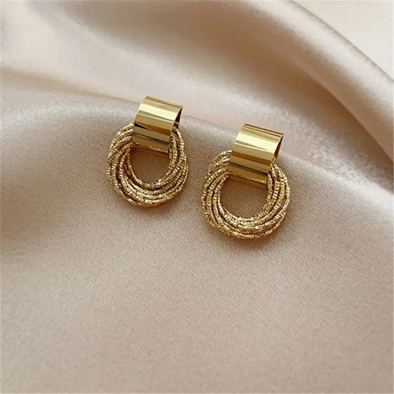 New Gold Silver Color Hoop Earrings for Women Korean Fashion Three-layer Hoops Big Thick Round Earrings Piercing Jewelry Gifts