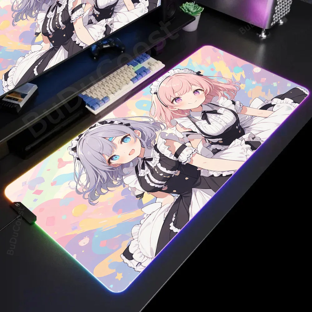 Desktop game Anime maidservant AI Table mat High definition printing RGB Mouse Pad Desktop size Large game accessories mouse pad