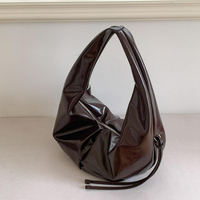 Korean Style Texture Simple Hobo Bag Women Vintage Soft Leather Versatile Crossbody Shoulder Bag Fashion Foldable Storage Bag