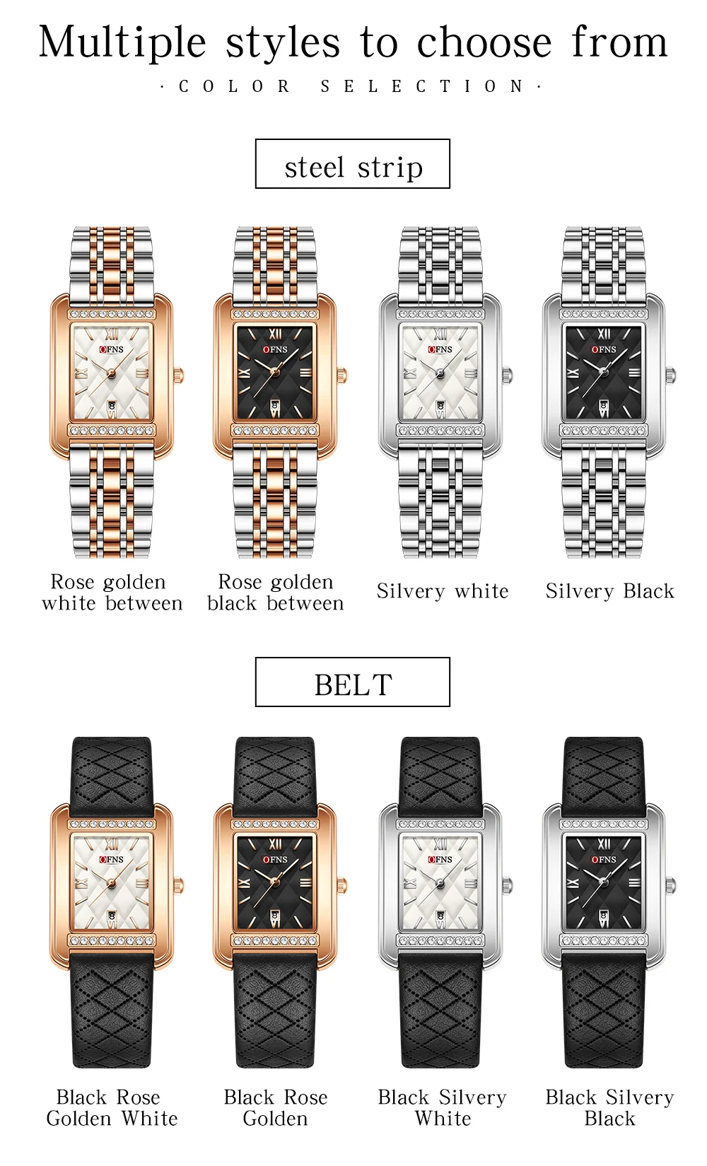 OFNS جديد 1557 ساعة كوارتز نسائية فاخرة مقاوم للماء الماس نمط الهاتفي التقويم الأعمال الفولاذ المقاوم للصدأ حزام ساعة نسائية