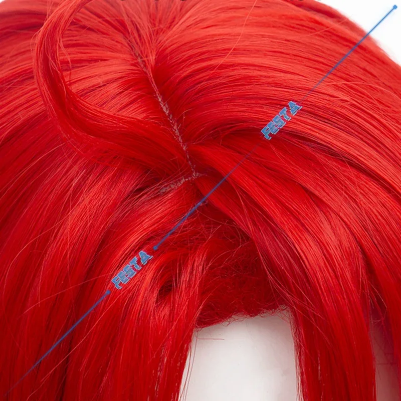 CosplayHonkai Star Rail Argenti Cosplay Wig Earring Red Long Curly Hair Game Knights of Beauty Heat-resistant Fiber Hair Free Wi - Image 5