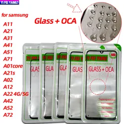 Cristal de buena calidad + OCA para Samsung Galaxy A01 Core A11 A21s A31 A41 A51 A71, cristal de lente de pantalla táctil frontal con OCA, 10 Uds.