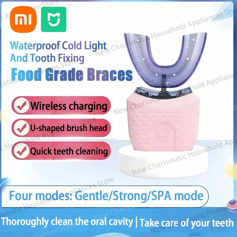 Xiaomi U على شكل فرشاة الأسنان الكهربائية بالموجات فوق الصوتية قابلة للشحن فرشاة الأسنان الكهربائية المسح الضوئي تدوير مجموعة تجميل الأسنان الذكية جديد