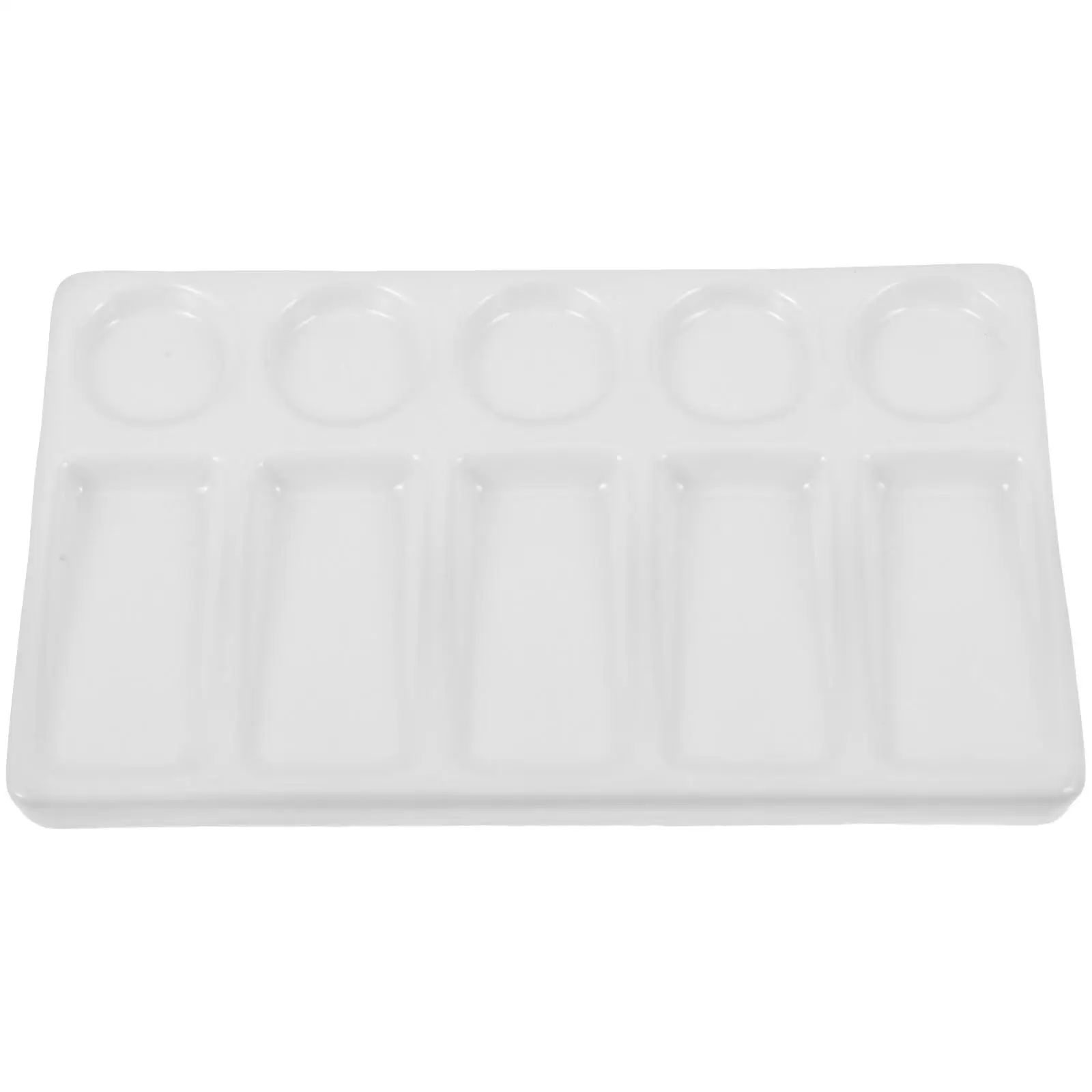 10 -Well Rectangular Color Palette Porcelain Watercolor Paint Round Travel Trays Mixing