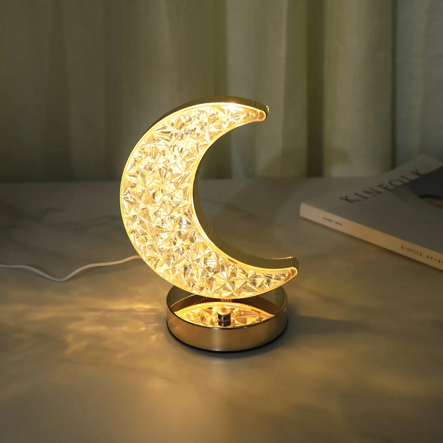 New Create the Perfect Ambiance in Your Bedroom Bedside with this Stylish, Elegant Crystal LED Desk Lamp featuring USB Charging.