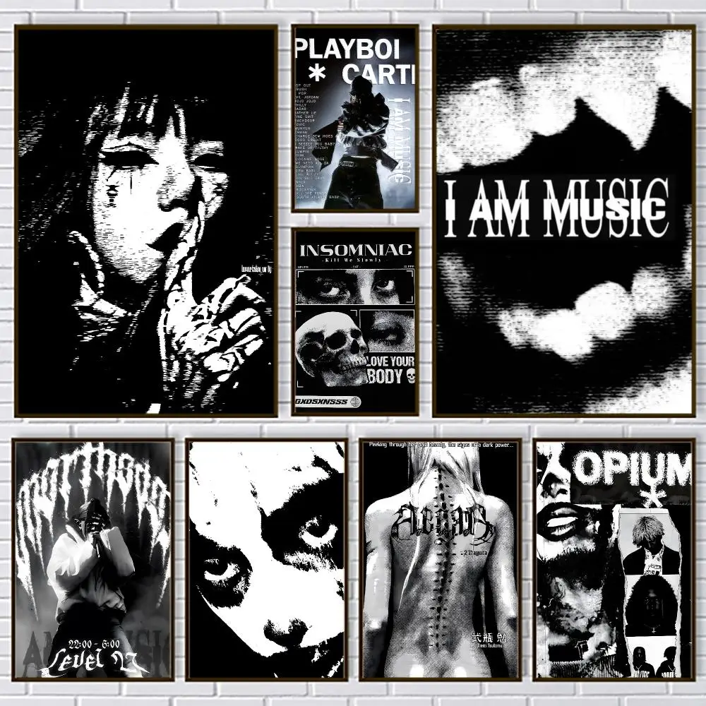 Rapper P-Playboi Carti Opium Poster PP Paper Decorative Wall Art for Living RoomsBedrooms Bars Cafes Stylish Home Decor Gift