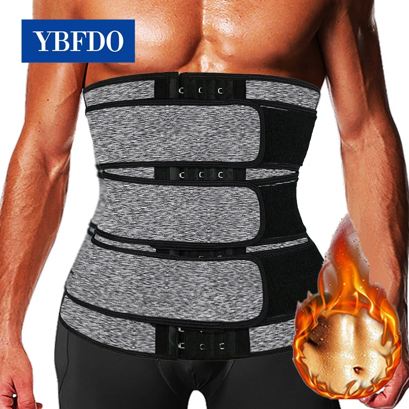 YBFDO Men Waist Trainer Sauna Slimming Belts Abdomen Body Shaper Corset Weight Loss Sweat Belly Compression Straps Fitness Bands