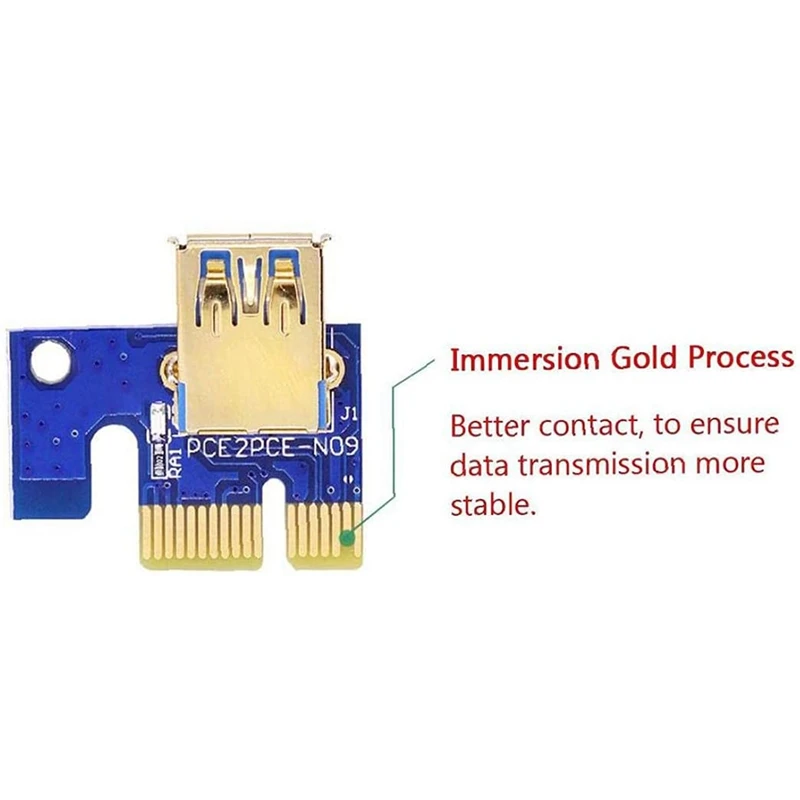 3Pcs PCI-E 1X To 16X Enhanced Powered Riser Adapter Card Blue VER009S Adapter Cable