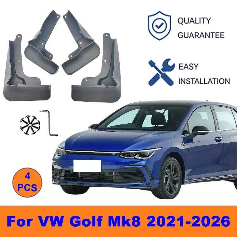 

4Pcs Mud Flaps For VW Golf Mk8 2021-2026 - Splash Guards Front&Rear Wheel Fender Mudguards Car Exterior Protection Accessories