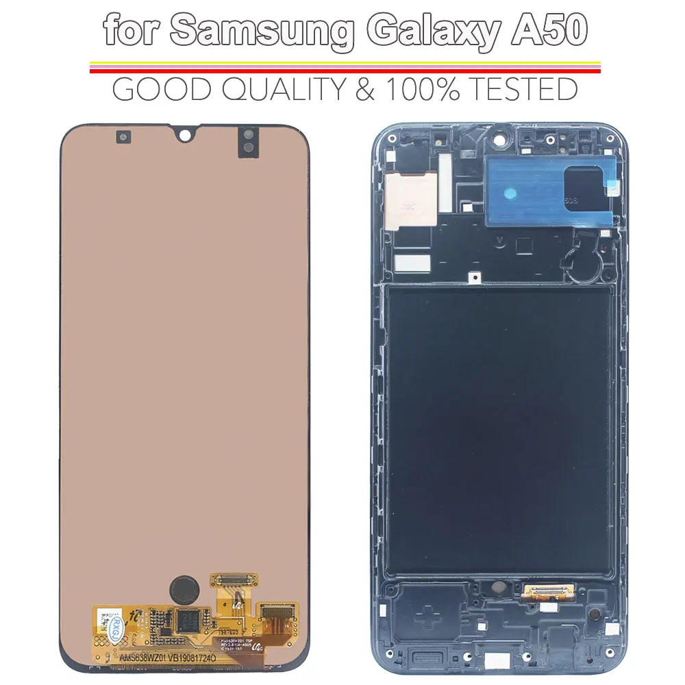 Wyświetlacz AMOLED z ekranem dotykowym i digitizerem, z ramką, zamiennik do Samsung Galaxy A50 A505F A505G A505W, do Samsung A50 — zdjęcie produktu 3