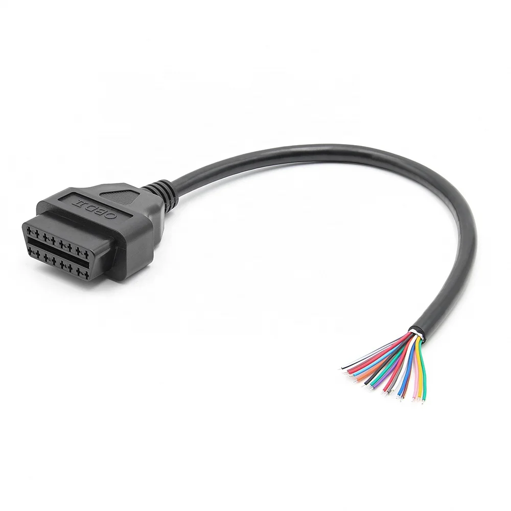 OBD2 16PIN Female Connector to Male Open Plug Wire Car Diagnostic Adapter 30CM OBD2 to DIY Extension Cable
