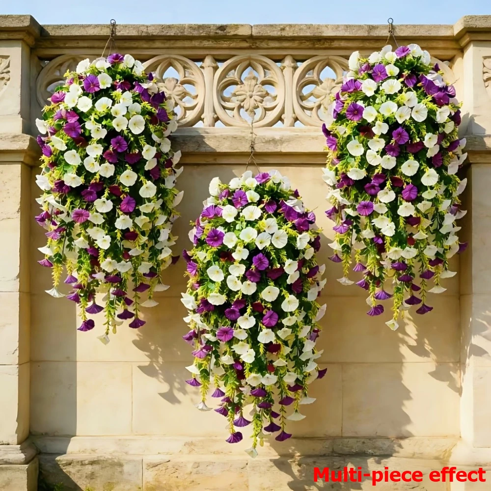 

Набор из 8 искусственных фиолетово-белых глициний для подвешивания на улице, реалистичные пластиковые подвесные цветочные гирлянды для улицы