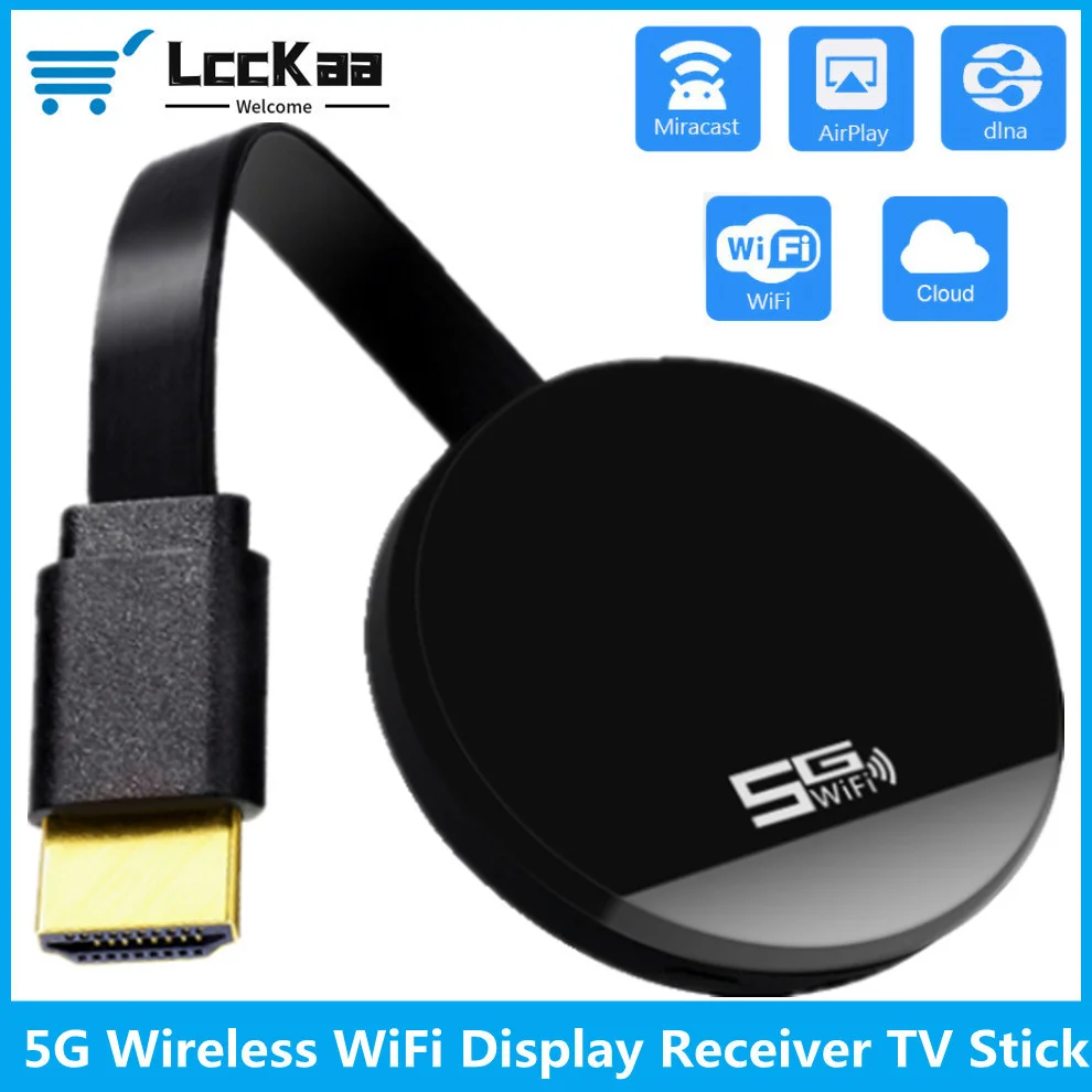 HDMI TV Stick 2.4/5G Dwuzakresowy bezprzewodowy odbiornik WiFi Anycast TV Dongle Miracast Airplay HDMI dla Android IOS TV Stick
