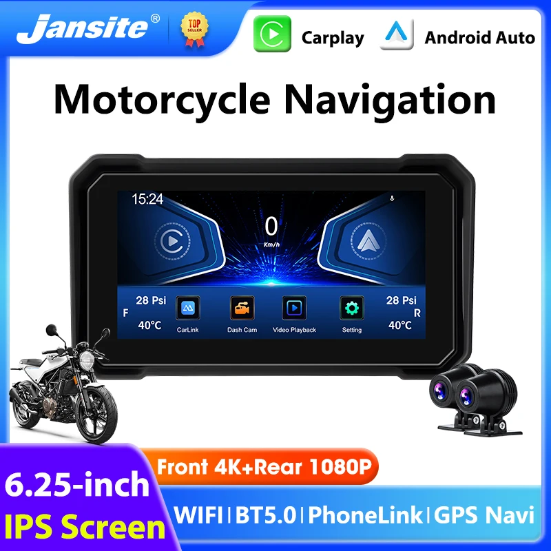 

Portable 6.25 inch Motorcycle DVR 4K+1080P Camera Wireless CarPlay Android Auto Moto GPS Navigation Monitor IPX7 Waterproof