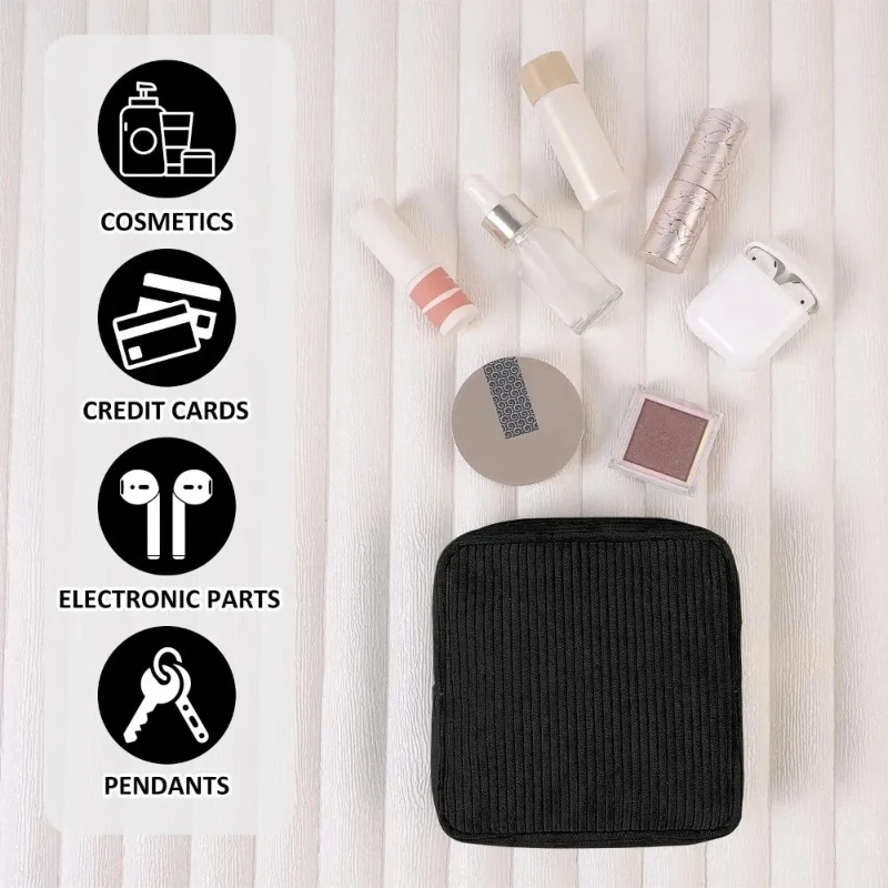 กระเป๋าใส่เครื่องสำอางแบบใหม่ 1 ชิ้น กระเป๋าใส่ผ้าอนามัย กระเป๋าเก็บเครื่องสำอางขนาดเล็ก กระเป๋าจัดระเบียบสำหรับเดินทางสำหรับผู้หญิง