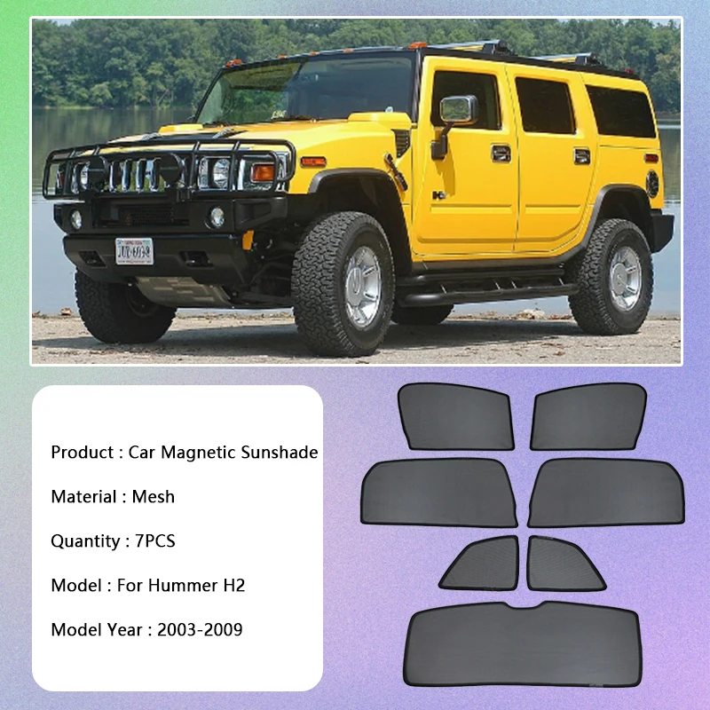 For Hummer H2 2003 2004 2005 2006 2007 2008 2009 UV Protection Curtain Magnetic Sunshade Privacy Car Accessories Auto Part Visor