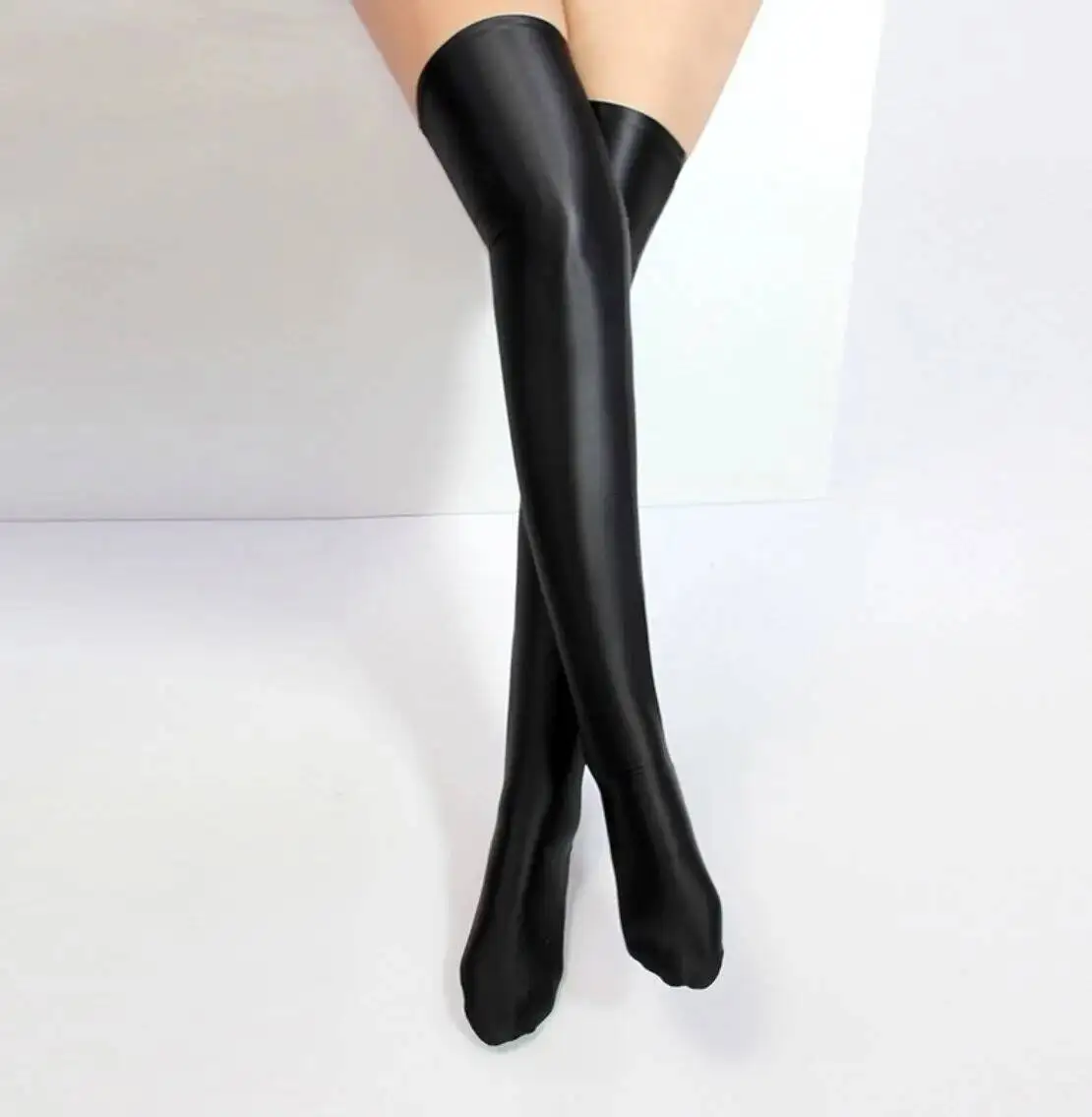 Non-slip Sexy Satin Glossy Silky Knee High Stockings Women Plus Size Long Sock Japanese Oil Shiny Smooth Knee-length Socks