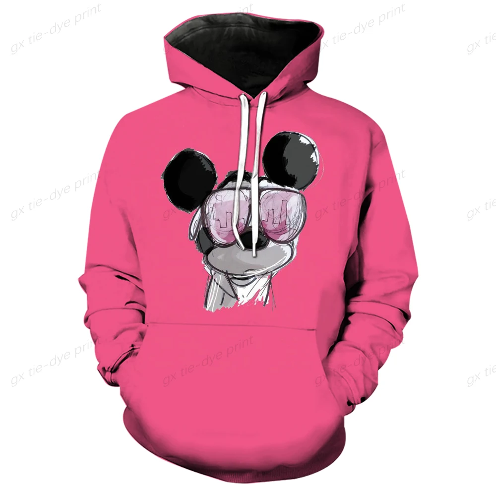 Mickey Mouse Print Hoodies Women Vintage Autumn Loose Hooded Shirt Grunge Street Sweatshirt Y2k Clothes Oversize Pullovers