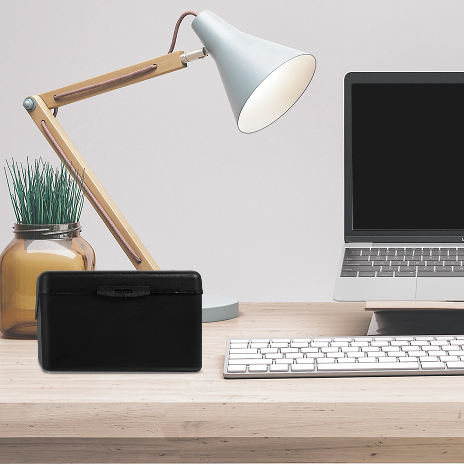 

2Pcs Business Card Holder White Black Storage for Cards Notes Desk Large Capacity Card File Box Index Cards Box