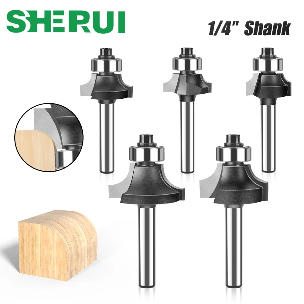 Round Over Router Bit com Rolamento Fresa para Madeira Carpintaria Tungstênio Carboneto mm Shank 4