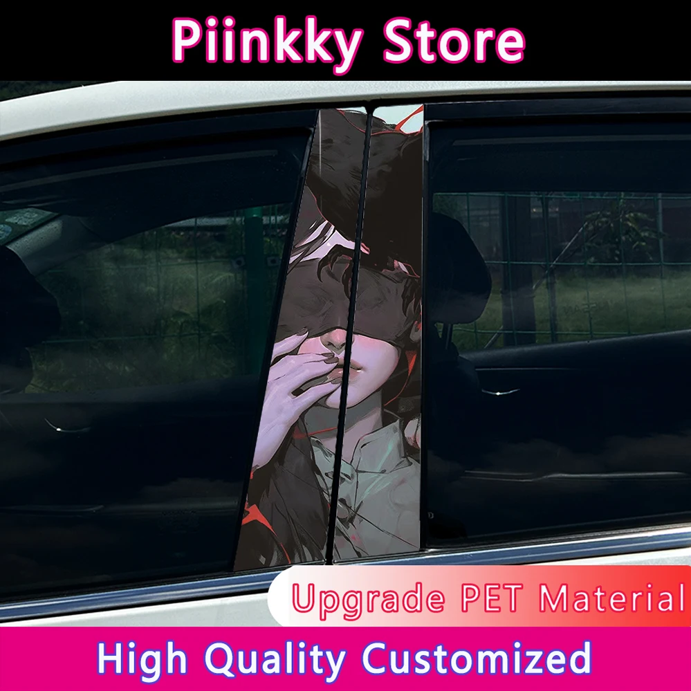 

Gothic Gril Mage Raven crow Auto B Pillar Car Sticker Anime Sketch Decal JDM Cartoon Peeker Girl Graffiti Slap Waterproof