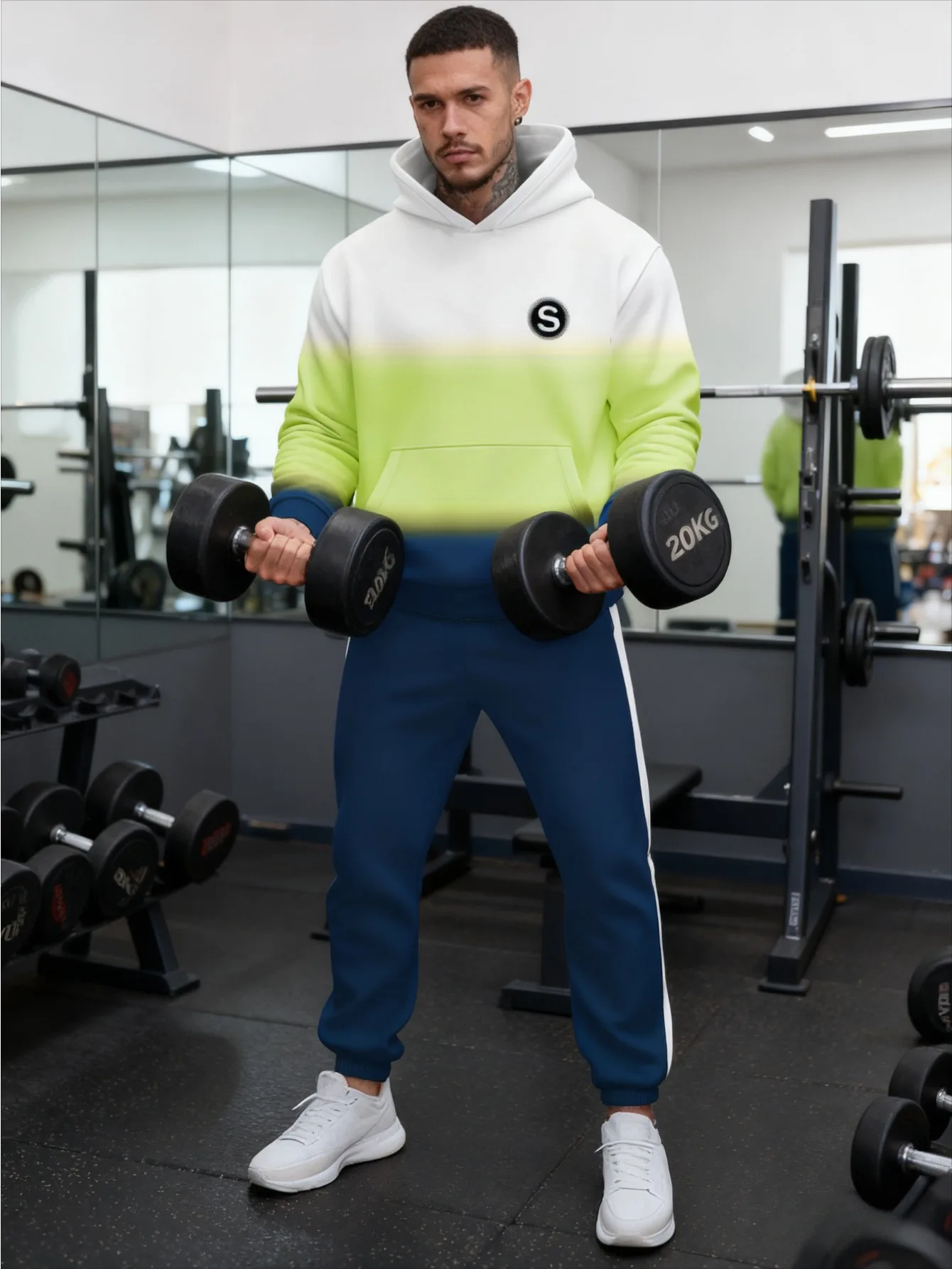 Traje deportivo con capucha y impresión digital para hombres europeos y americanos: tela de sudadera agradable para la piel de alta calidad