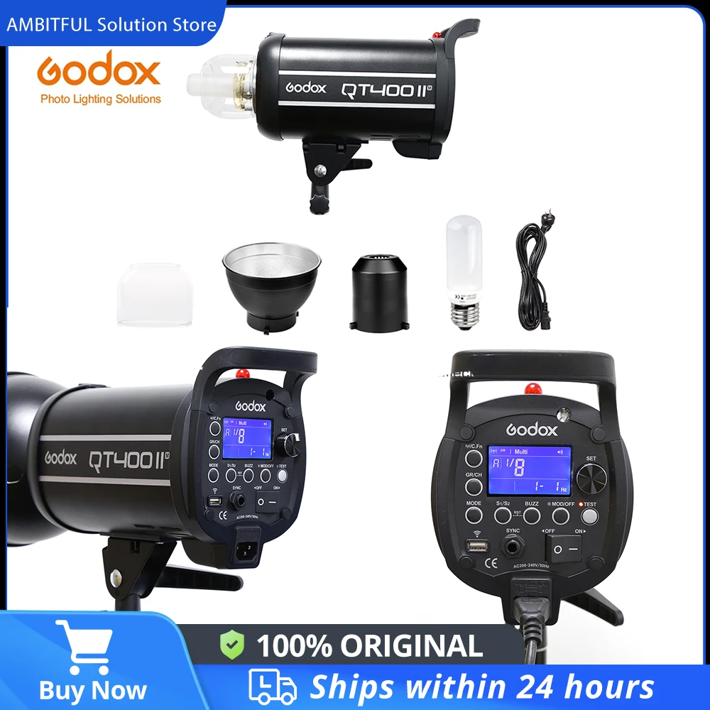 Godox QT400II 400W GN65 1/8000s High Speed Sync Studio Flash Strobe Light Built in 2.4G Wirless System,Recycle time in 0.05-0.7s