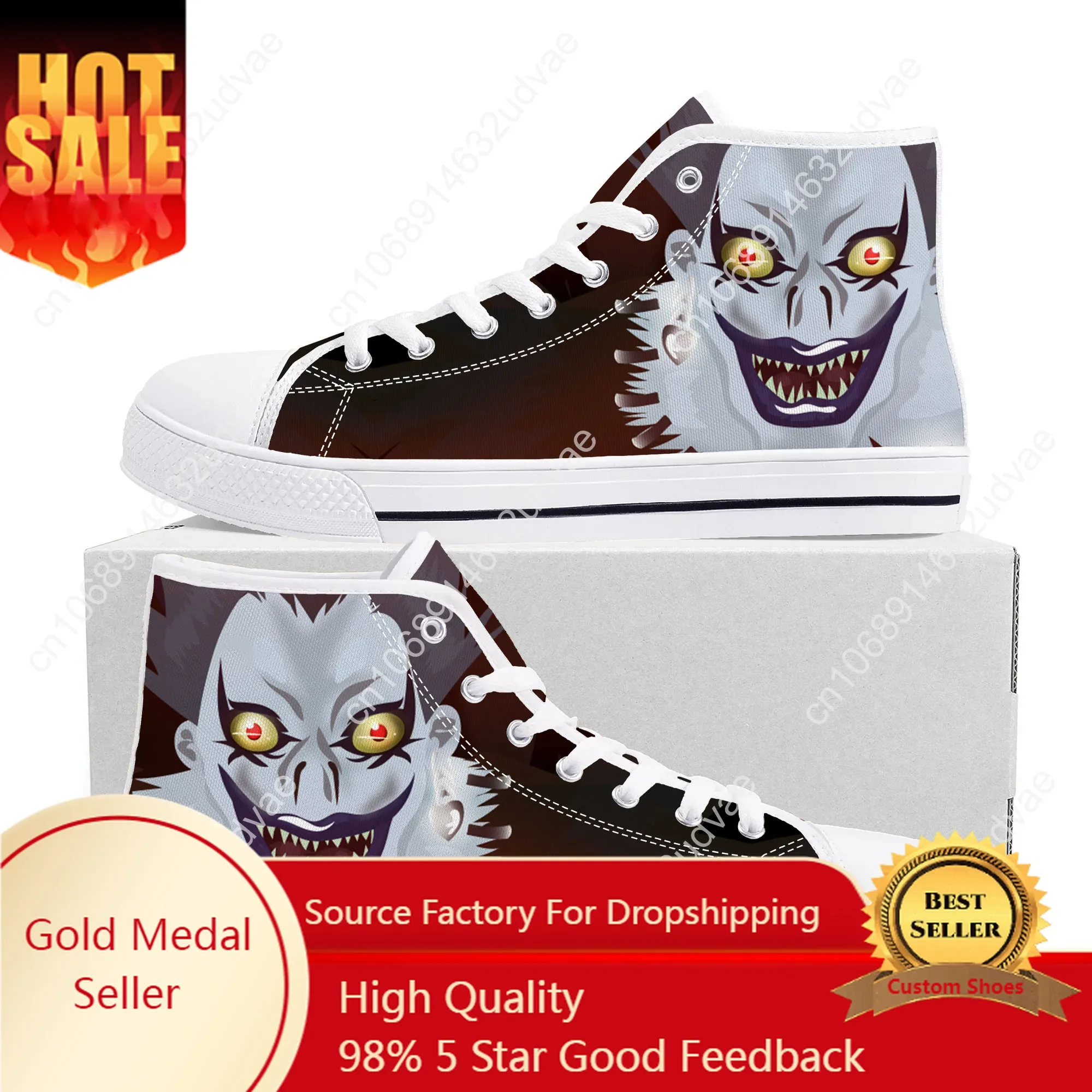 

Demon Ryuk Horror Halloween Death Note High Top Sneakers Mens Womens Teenager Canvas Sneaker Casual Couple Shoes Custom Shoe