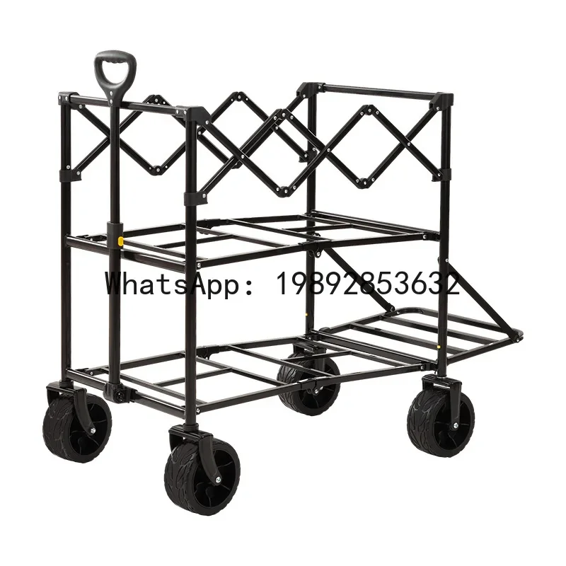 V5.11  outdoor camping cart - large capacity, double-layer utility cart for groceries & more