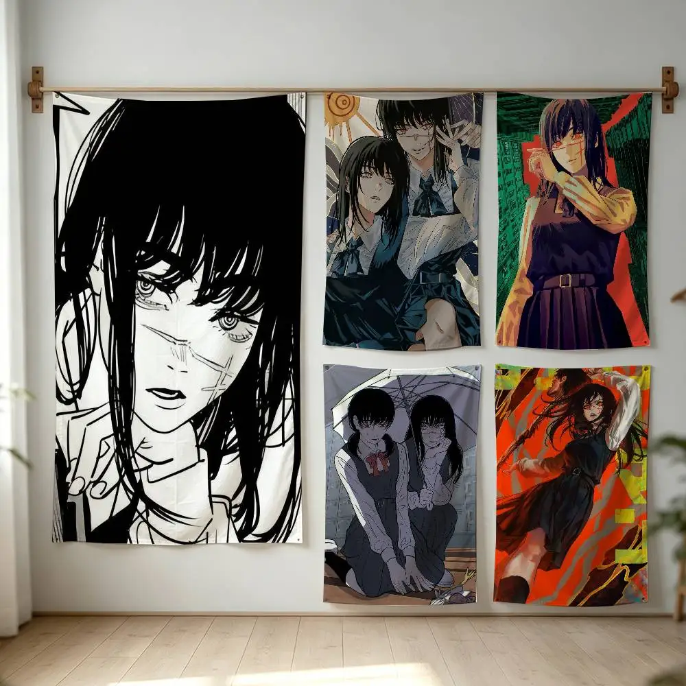 Anime C-Chainsaw M-Man Mitaka Asa Flag Digital Printing Banner for Garage Wall Out Door