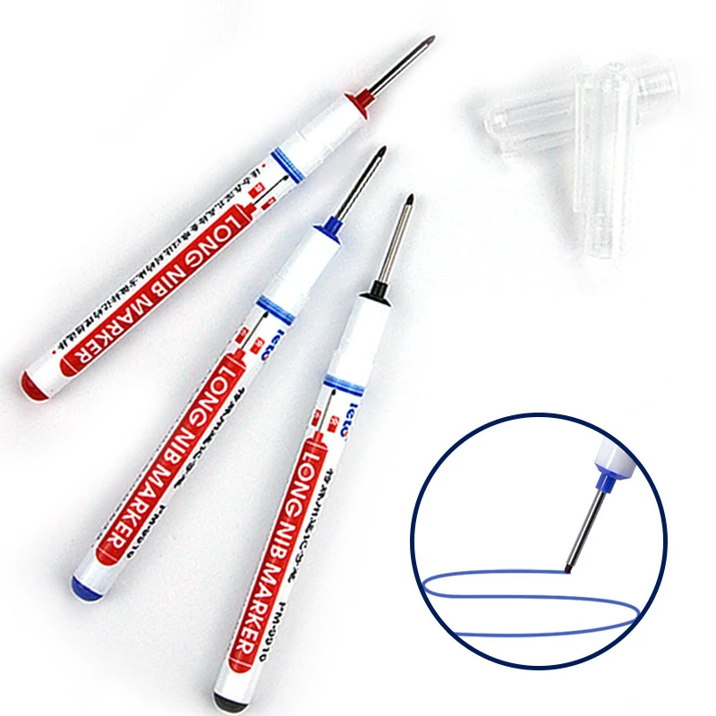 Long Head Markers Multi-purpose Deep Hole Marker Pens Suitable for Marking the Drilling Position of Furniture, Bookshelves