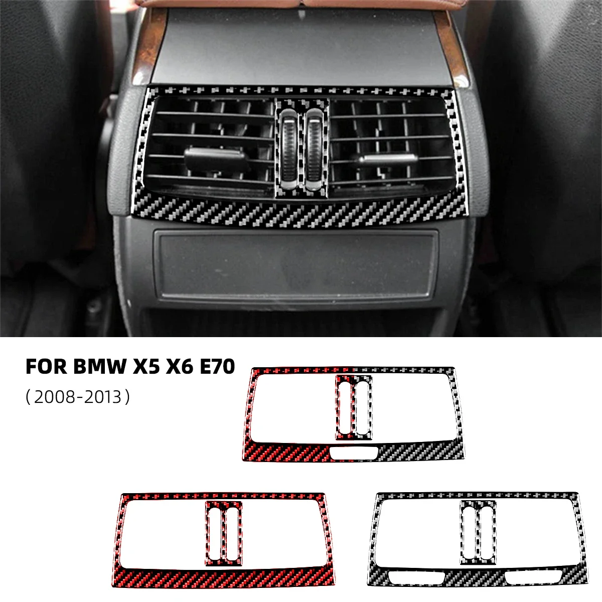 For BMW X5 E70 X6 2008-2013 Carbon Fiber Car Rear Air Conditioning Vents Frame Decorative Accesorios Voiture Car Stickers Auto