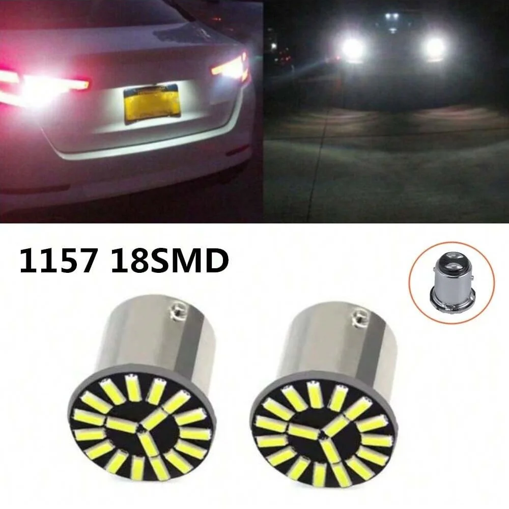2PCS White/Yellow/Red 1157 18SMD LED Turn Signal Lights Brake Stop Backup Reverse Lamps Bulbs