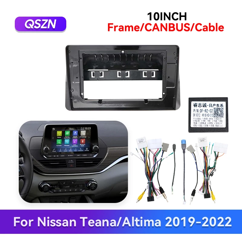 QSZN For Nissan Teana/Altima 2019-2022 10Inch Car Frame Fascia Adapter Canbus Box Decoder Cable Harness Anroid Panel Faceplate