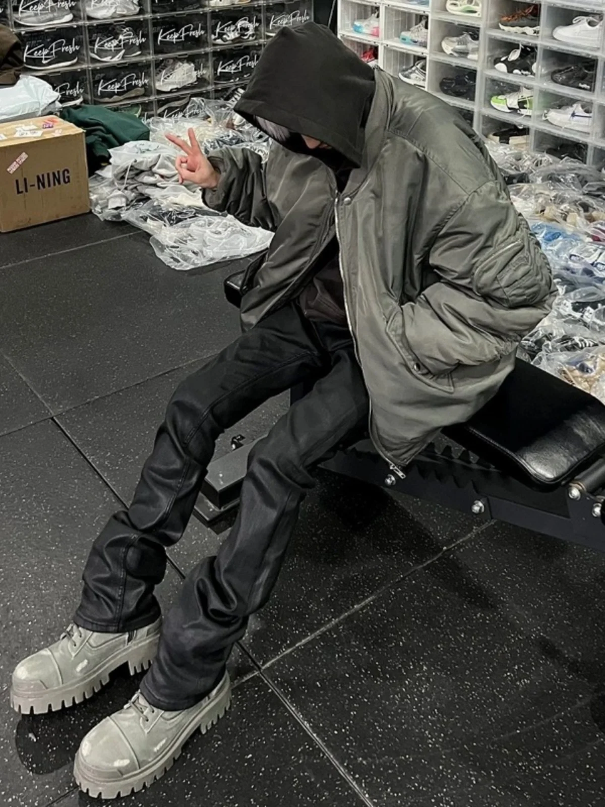 

Loose Fit Men's Cotton Jaet AILZ Winter American Sle Baseball orm Flight Jaet Trendy Outerwear Polyester Filling