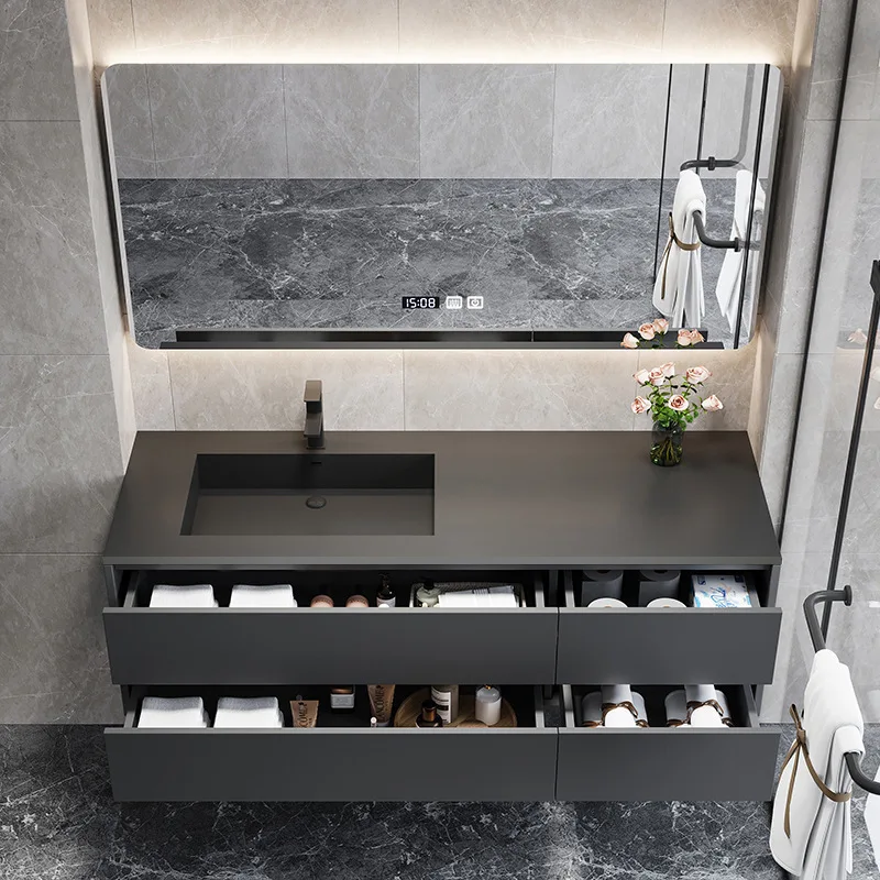 Rock slab integrated washbasin, bathroom cabinet, combination bathroom sink, washbasin