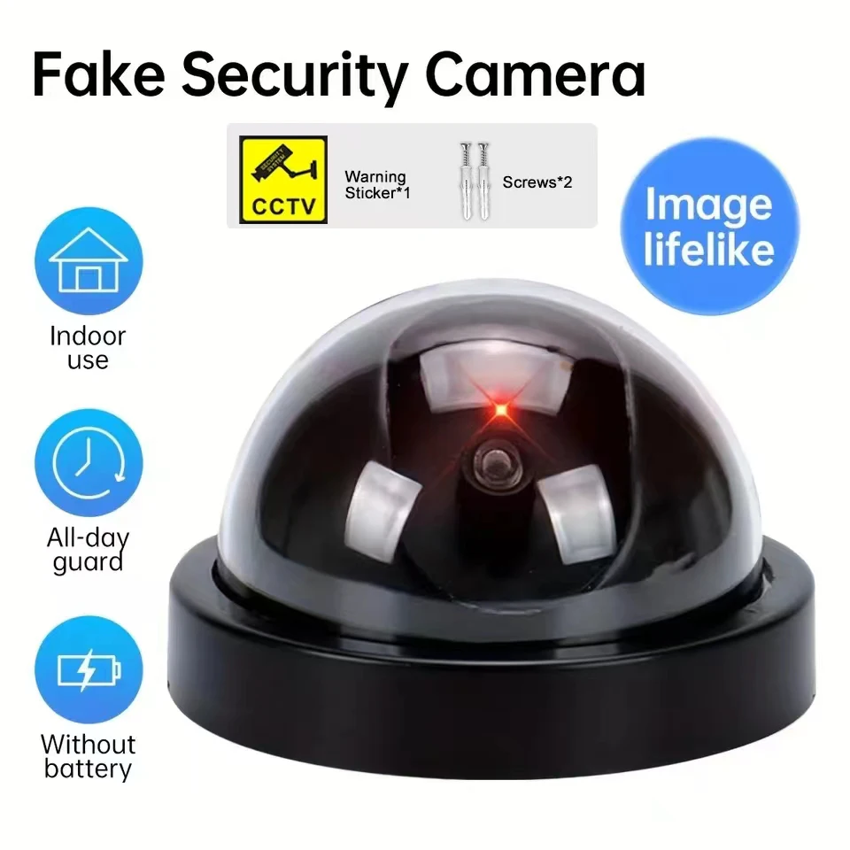 Dummy Dome Camera Simulated Flashing LED CCTV Security Camera Wireless Home Office Surveillance Security System Indoor Outdoor