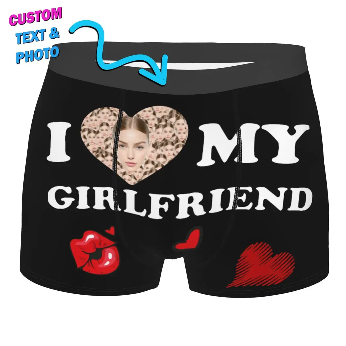 

Нижнее белье с фото на заказ, мужское дышащее нижнее белье на день Святого Валентина, подарок для жены, трусы-боксеры, шорты, мягкие трусы, мужские