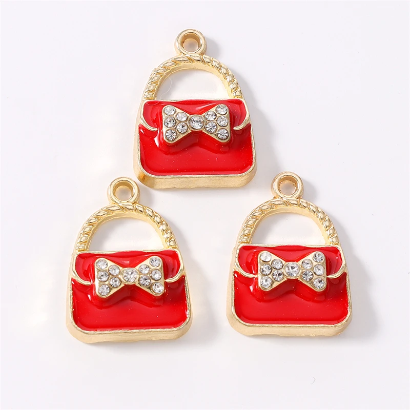 10 Stück 16x23mm Niedliche Bunte Emaille-Taschenanhänger für Ohrhänger, Halsketten, Armbänder, DIY Handgemachtes Schmuckzubehör – Detail 5