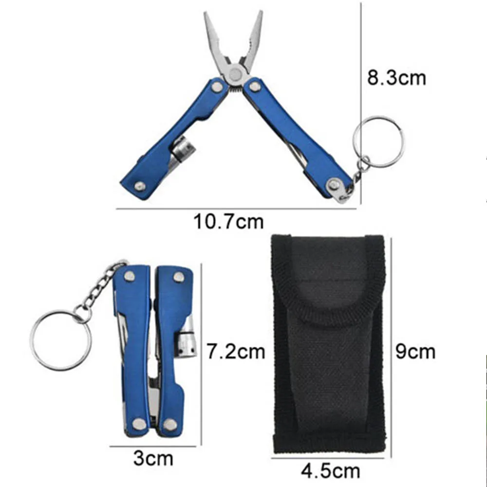 Multifunctional Mini Pliers LED Lamp Flashlight Screwdriver 9 In1 Foldable Pocket Pliers Bottle Opener Portable Outdoor Camping