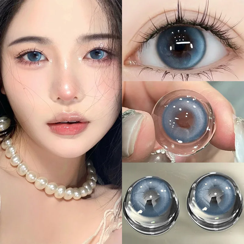 KSSEYE 1 Pair Korean Lenses Colored Contact Lenses for Eyes Prescription Myopia Beauty Pupil Soft Blue Lenses New Fast Shipping