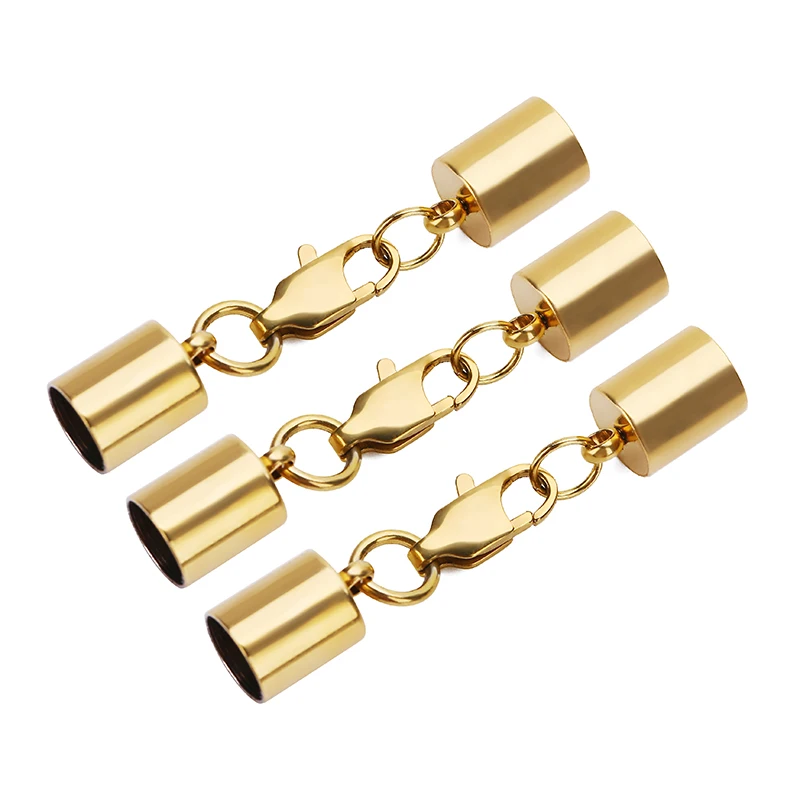 

5pcs/lot Stainless Steel Clasps With Lobster Clasp Gold Plated Leather Cord Buckle Lock for DIY Leather Bracelet Jewelry Making