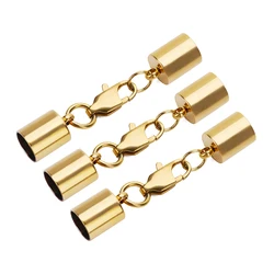 5pcs/lot Stainless Steel Clasps With Lobster Clasp Gold Plated Leather Cord  Buckle Lock for DIY Leather Bracelet Jewelry Making