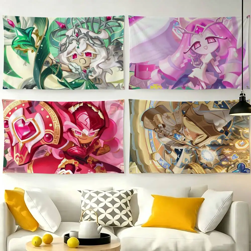 Cookie Run Kingdom  Flags for Bedrooms Home Decor Items Outdoor Decors Garage Decoration Flaga