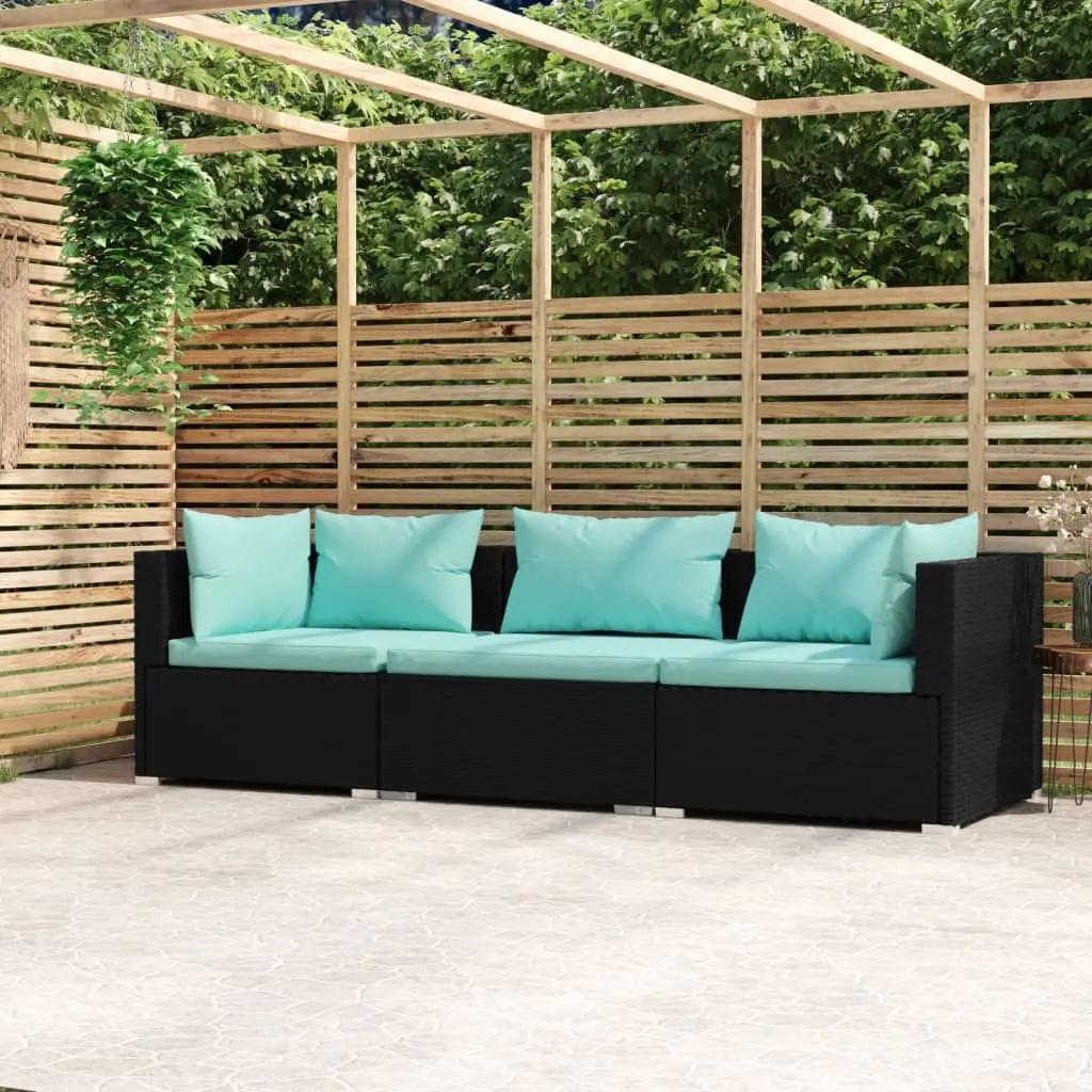 3-Seater 3-Seater Outdoor Sofa with Cushions, Patio Furniture Set, Poly Rattan Seating for Garden Porch Backyard, Black, Customized - Aliexpress Deal