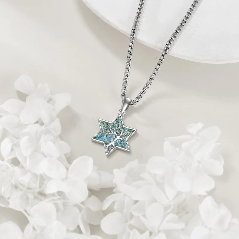 

Tree of Life Necklace 925 Sterling Silver with Turquoise, Celtic Knot Pendant Jewelry for Women, Symbolic Gift for Her